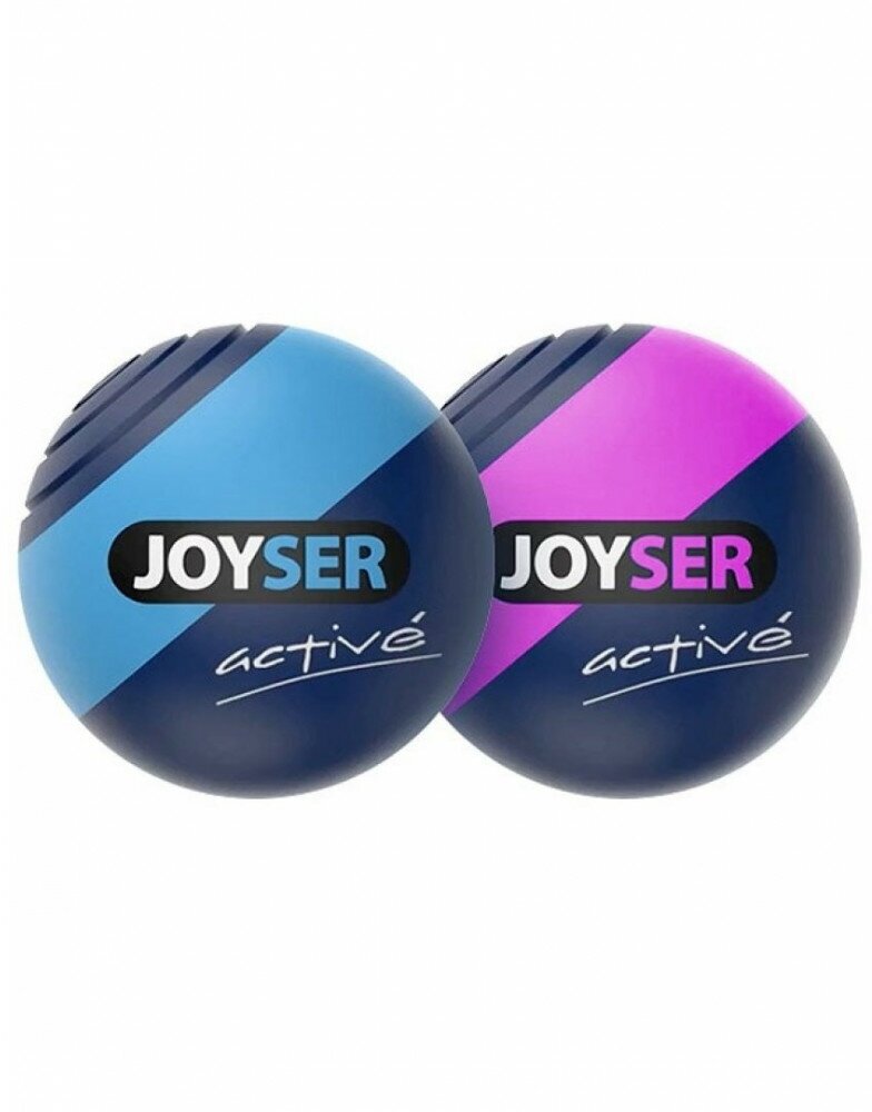 Игрушка JOYSER Active для собак Два резиновых мяча с пищалкой M 6,3 см голубой-розовый