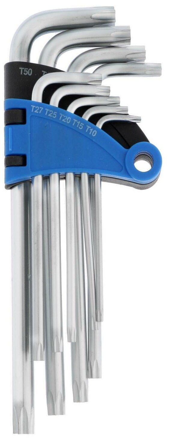 Набор ключей тундра, TORX Tamper, удлиненные, CrV, TT10 - TT50, 9 шт.