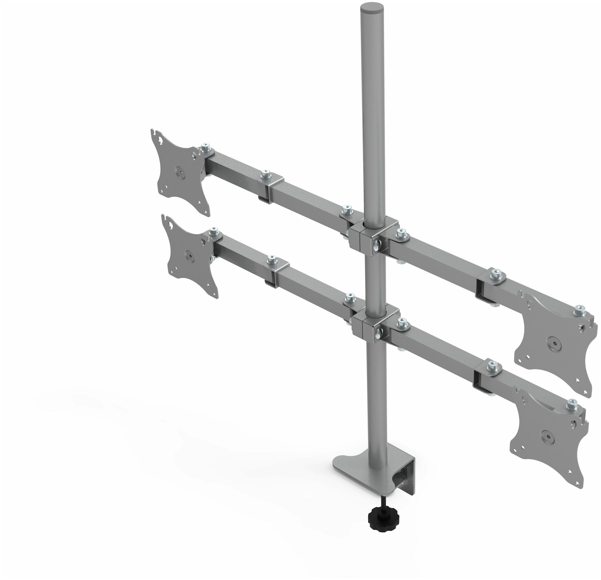 Кронштейн для четырех мониторов на стол наклонно-поворотный с диагональю от 15"до 32" Рэмо К-504 металлик