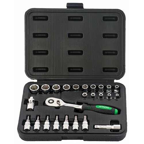 Набор торцевых головок Hitachi 774011 26 предм черныйзеленый 1 уп 1843₽