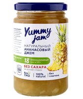 Джем Yummy jam натуральный ананасовый без сахара, банка 350 г