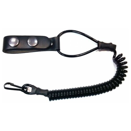 фото Шнур (ремень) страховочный витой неперерезаемый с кожаной шлейкой (черный) universal guns