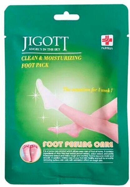 Jigott Отшелушивающие пилинг-носочки / Clean & Moisturizing Foot Pack, 1 пара.