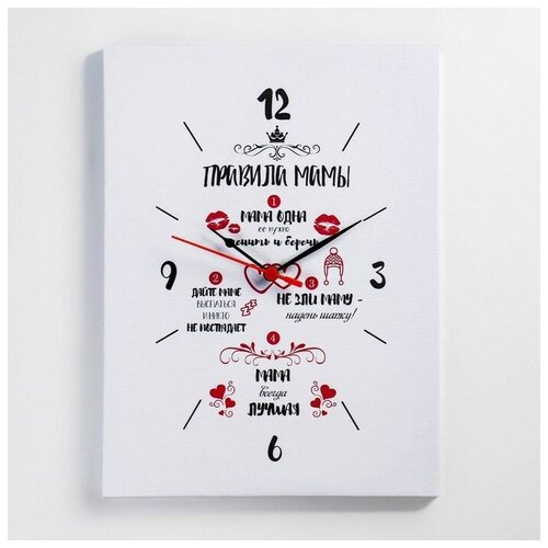 Часы-картина настенные Правила мамы плавный ход 30 х 40 см 1144₽