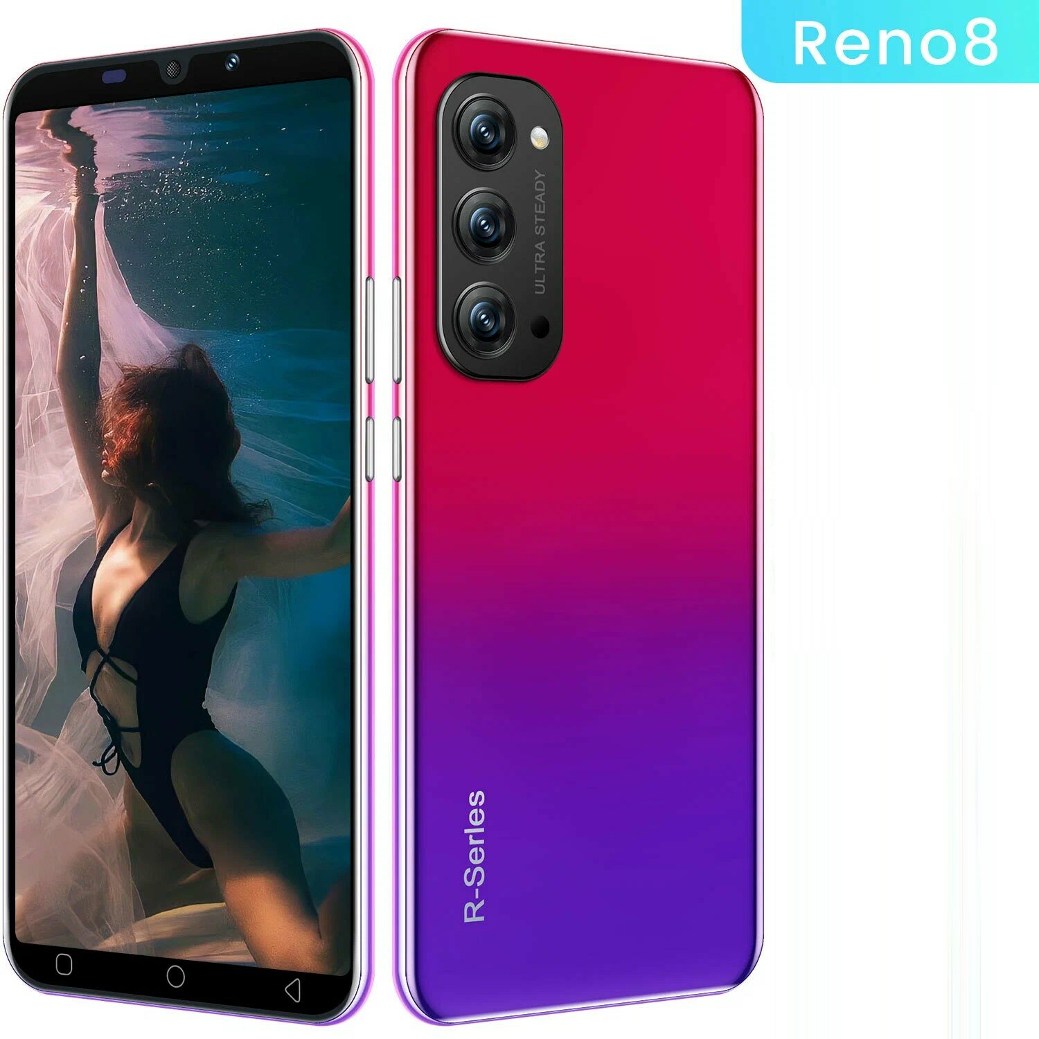 Смартфон Reno 8, 4G, диагональ 5", ANDROID 10, память 6Гб+128Гб, красный градиент