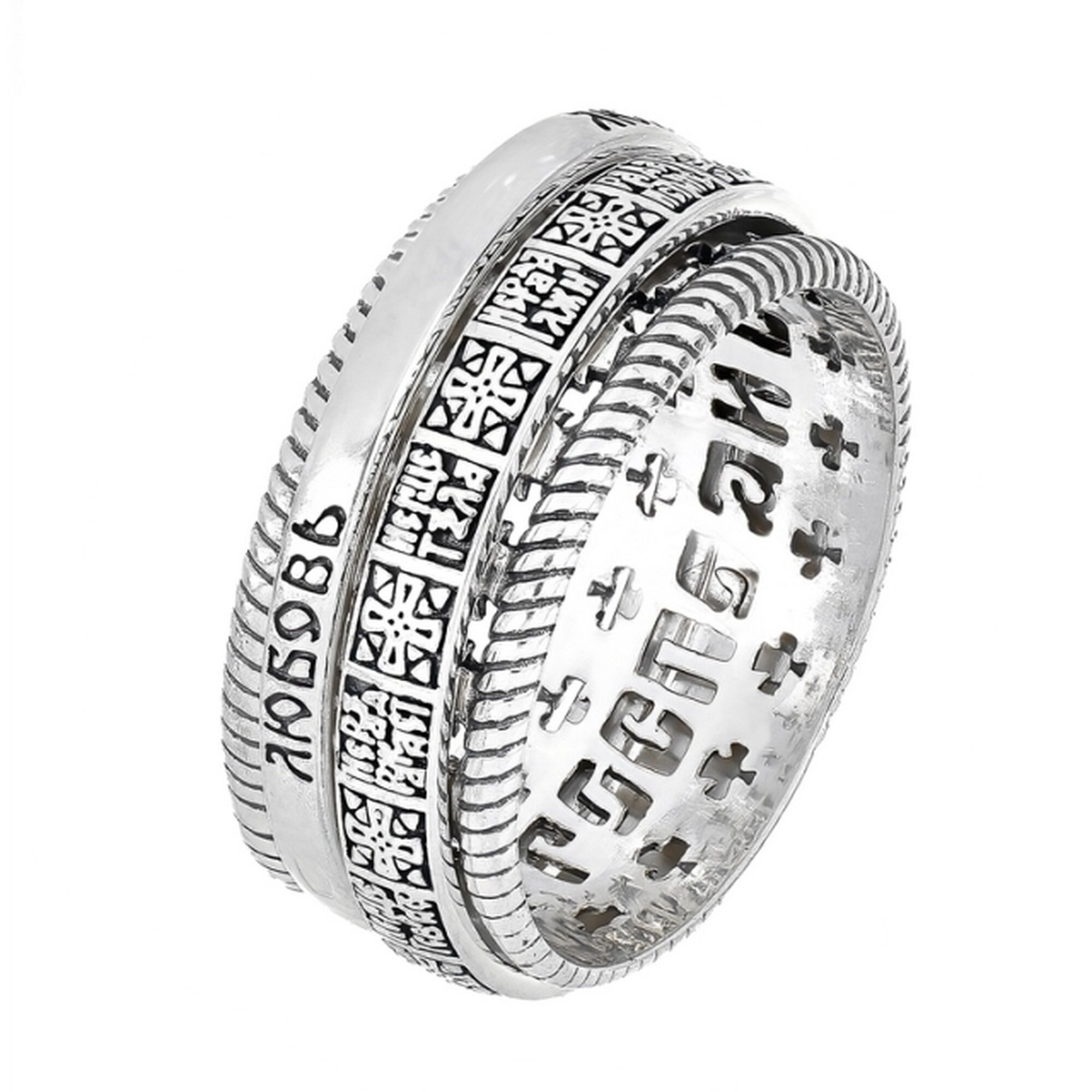 Кольцо широкое Diamant online, серебро, 925 проба, чернение, размер 19.5, серебристый