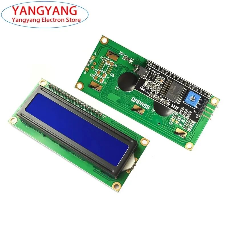 Новый ЖК-модуль LCD1602, синий/желтый, зеленый экран IIC/12C, 16x2, символьный ЖК-дисплей 1602, интерфейс 5 В для Arduino UNO R3 Mega2560, Blue and module