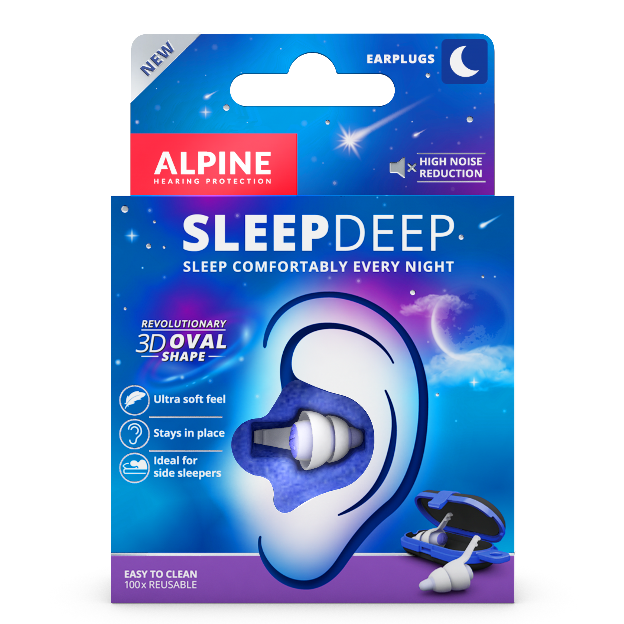 Картинки Беруши Alpine SleepDeep, многоразовые, термопластик, 3D-форма, шумоподавление 27дБ