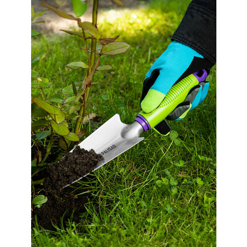 Совок посадочный узкий Palisad 62х315 мм, стальной, пластиковая рукоятка 63002 серебристый, зеленый, серый