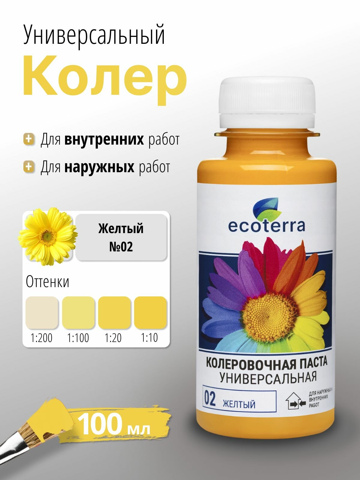 Колер универсальный Ecoterra №2 желтый 100 мл