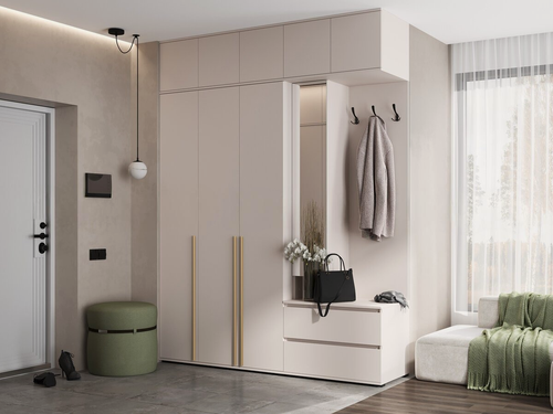 Изображение товара Модульная Прихожая, композиция №1, с зеркалом, Кашемир/Кашемир