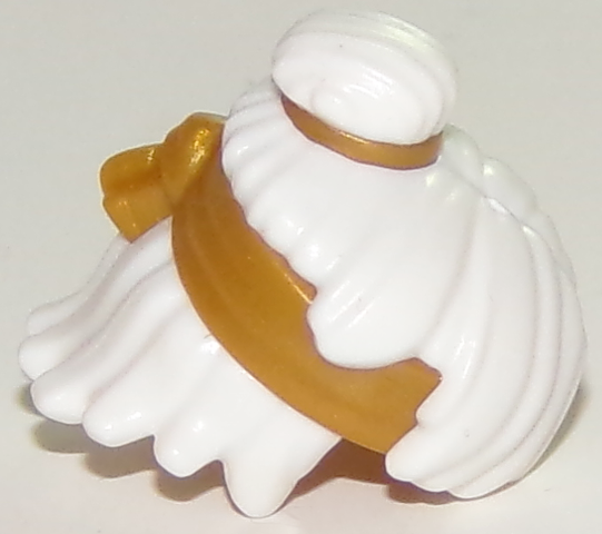 Minifigure, Hair Mid-Length Tousled, Top Knot Bun with Molded Pearl Gold Headband and Hair Tie Pattern, 25750pb02 White U