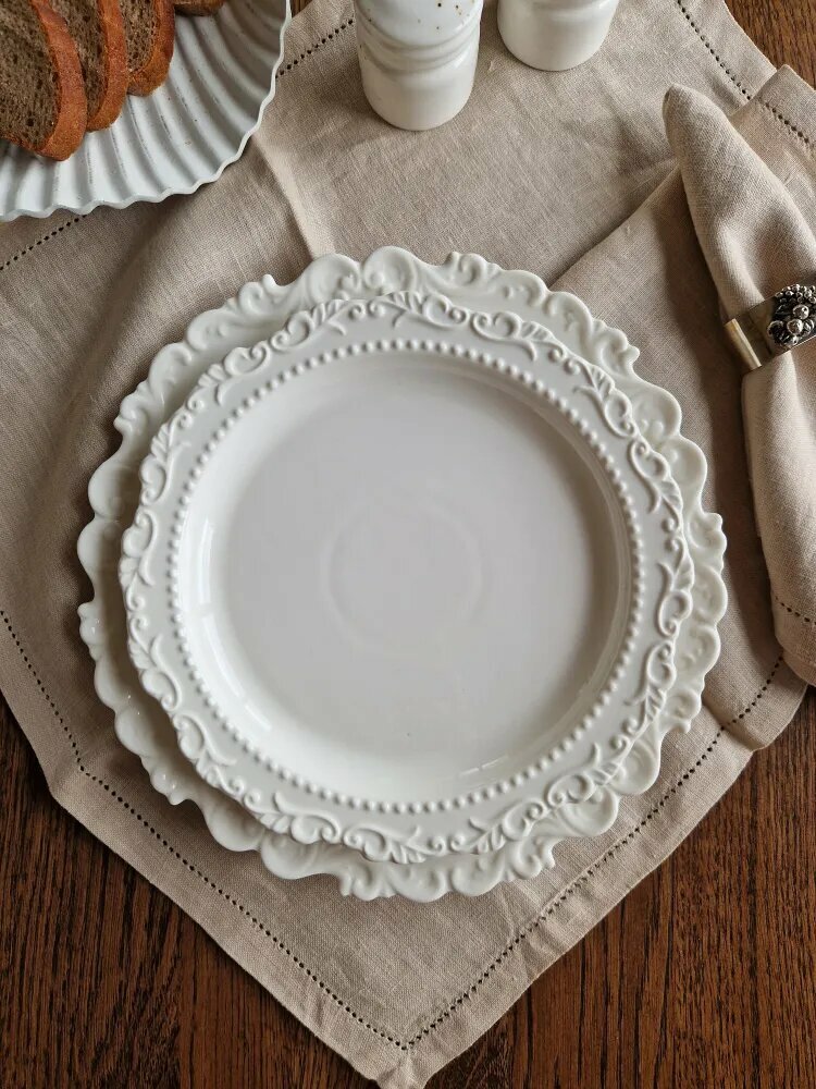 10-дюймовая плоская обеденная тарелка, 1 керамическая, 22 см, ретро-ретро