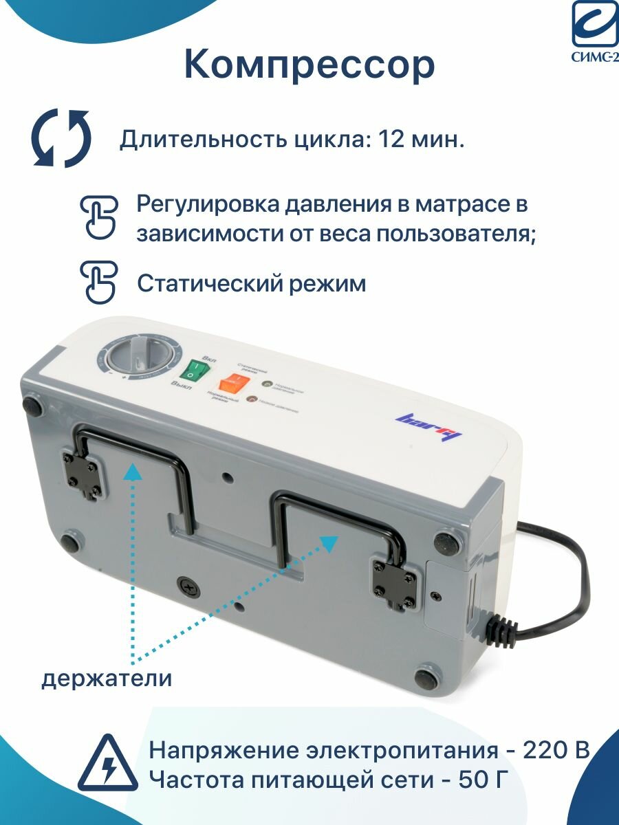 Матрасы Противопролежневые Противопролежневый матрас для лежачих больных с компрессором трубчатый 190х85 Barry Tube Sanitary 240х97 см, антипролежневый матрац, надувной для пожилых людей