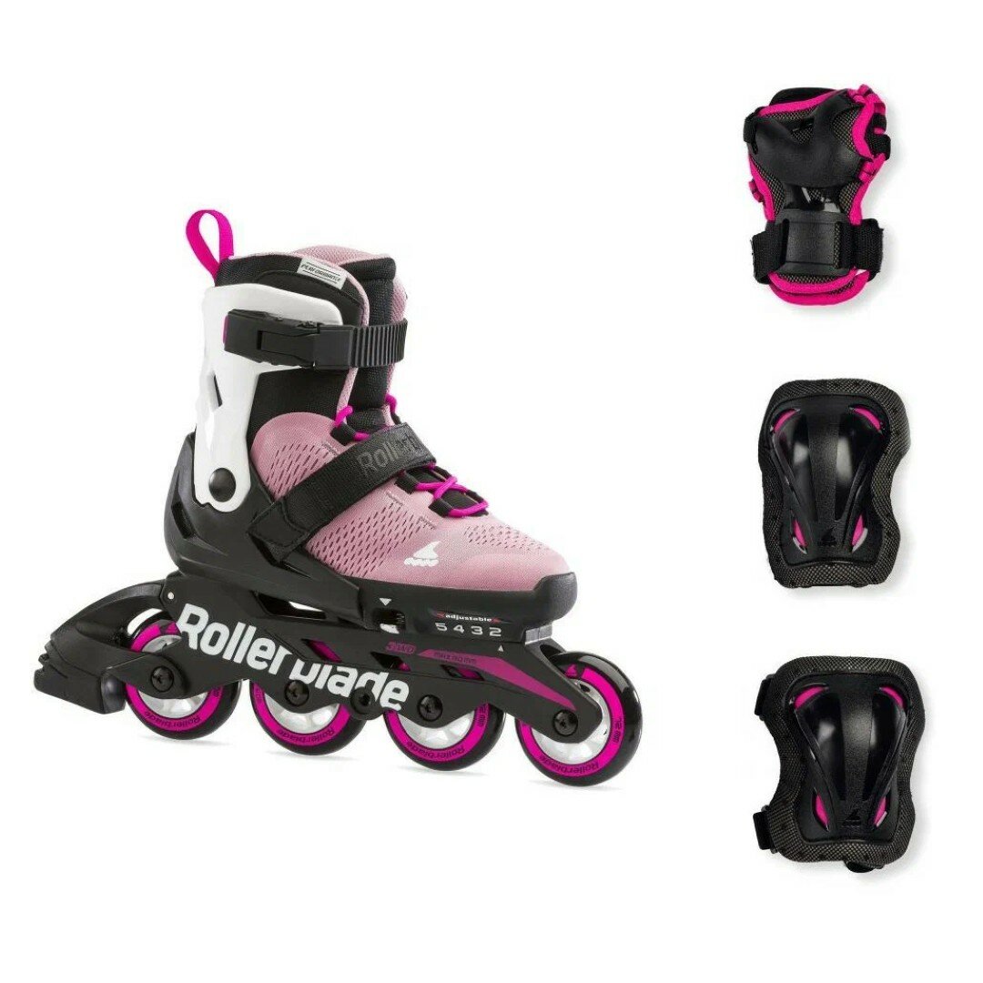Детские ролики с защитой Rollerblade Microblade Combo G - Pink/White р. 33-36.5
