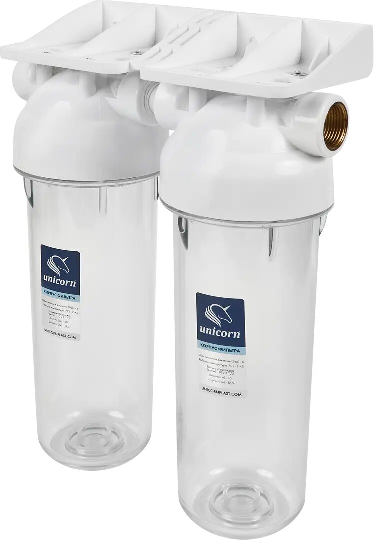 Магистральный фильтр для холодного водоснабжения (ХВС) Unicorn KSBP DUO LM двойной SL10 3/4 пластик