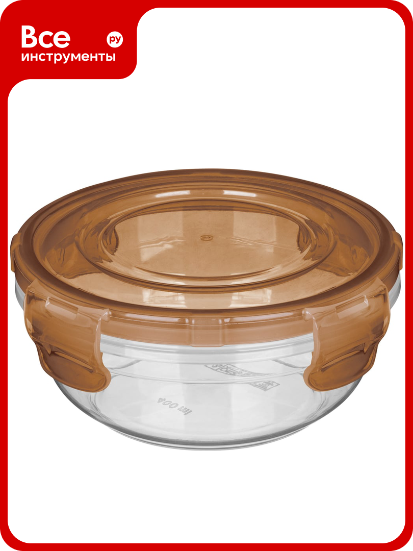 Контейнер для продуктов Idiland Lock круглый 04л с защелками (коричневый транспарент) 231111940/00