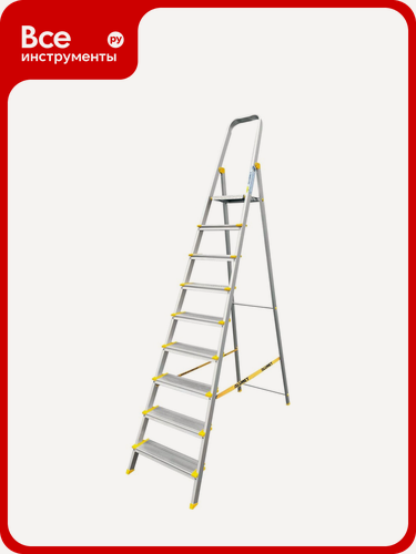 Изображение товара Алюминиевая профессиональная с анодированным покрытием стремянка Алюмет с широкими ступенями 9 ступеней . Серия АS709