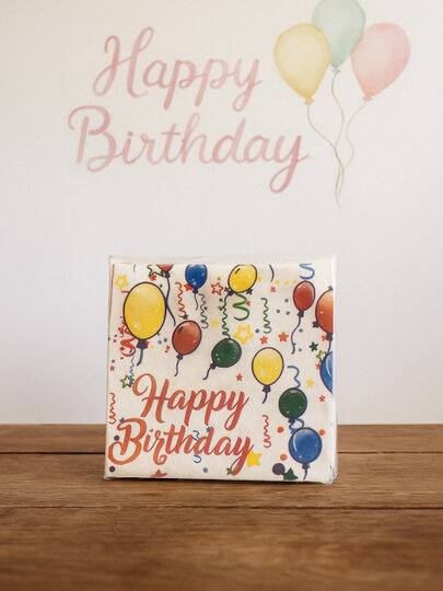 Салфетка Lavina "Happy Birthday" 33x33, 3 слоя, с рисунком, праздничная