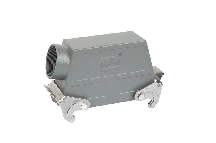 HDXBSCN Промышленный прямоугольный сверхмощный донектор HDC HE-024 Han B 24-контактный SIDE ENTER высокое конструкция ДВЕ замки, H24B-TSBH-M40, Линии Разъема