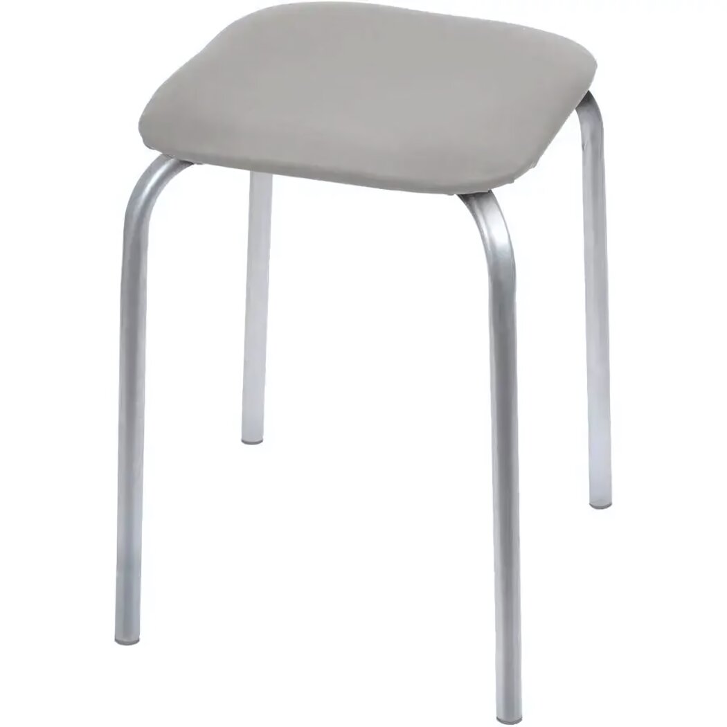 Табурет с мягким сиденьем на 4 металлических ножках прямоугольная форма цвет светло-серый