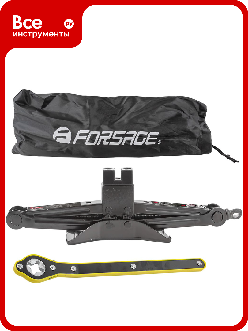 Механический домкрат Forsage ромб 2т с резиновой накладкой и трещоточной ручкой-воротком в водоотталкивающем чехле f-10202 51917