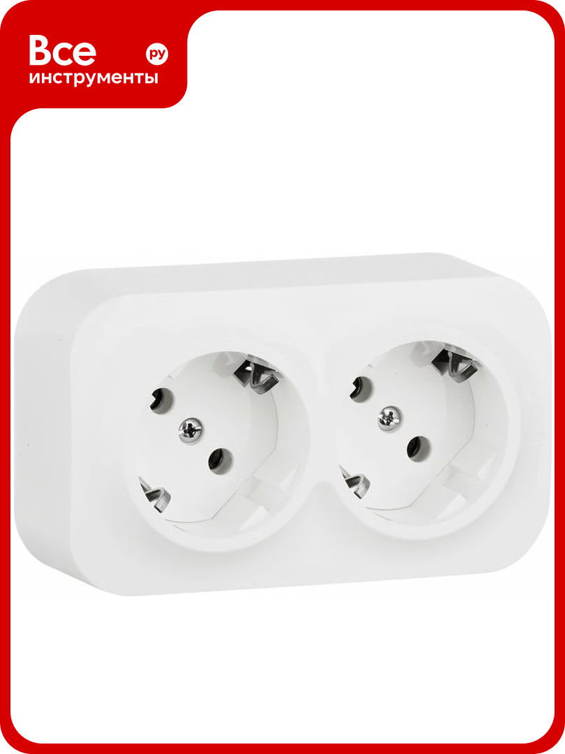 Розеточный блок Legrand двойной с заземлением Legrand Quteo с предварительным подключением без шторок IP20 16А 250В винтовые зажимы накладной монтаж белый 782233