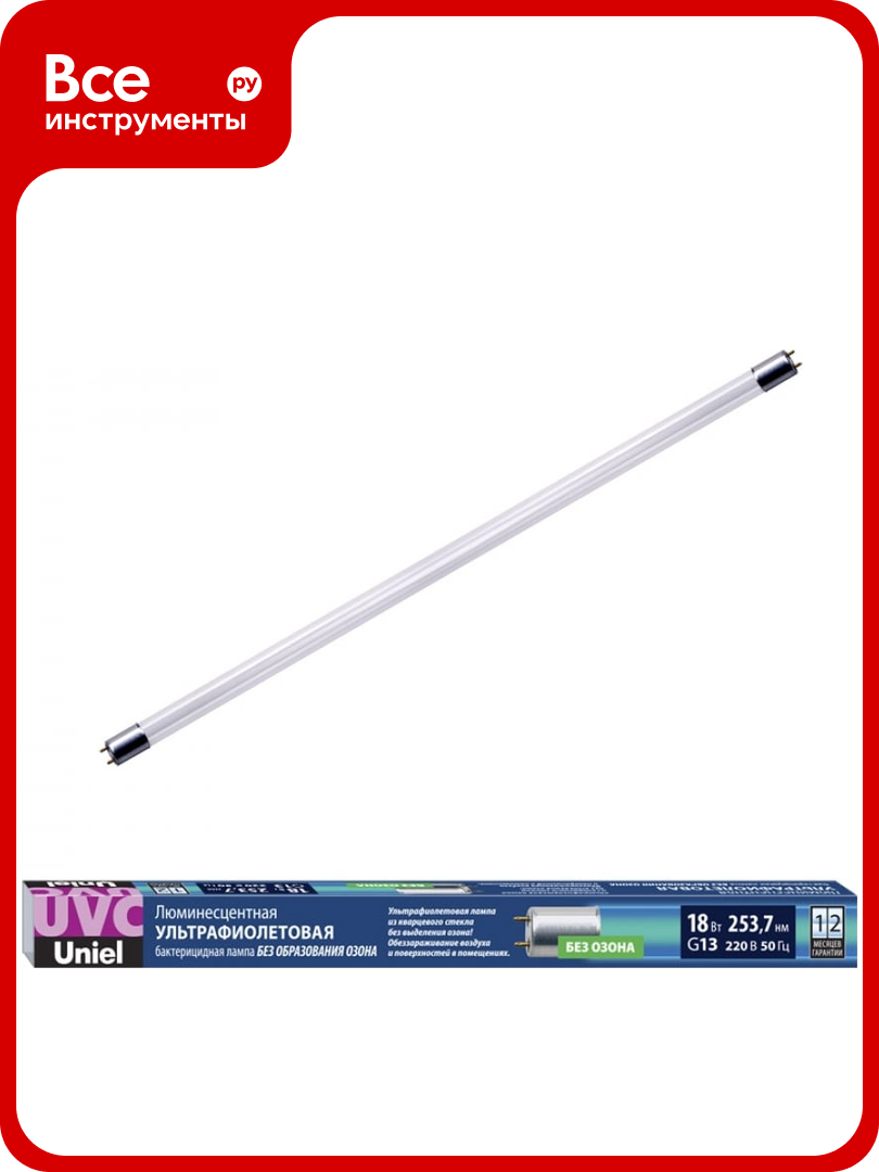 Ультрафиолетовая бактерицидная лампа Uniel UVCB/G13/CL EFL-T8-18 UL-00007276