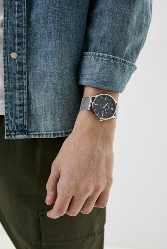 Наручные часы CASIO, серебряный, черный, голубой — фото 1