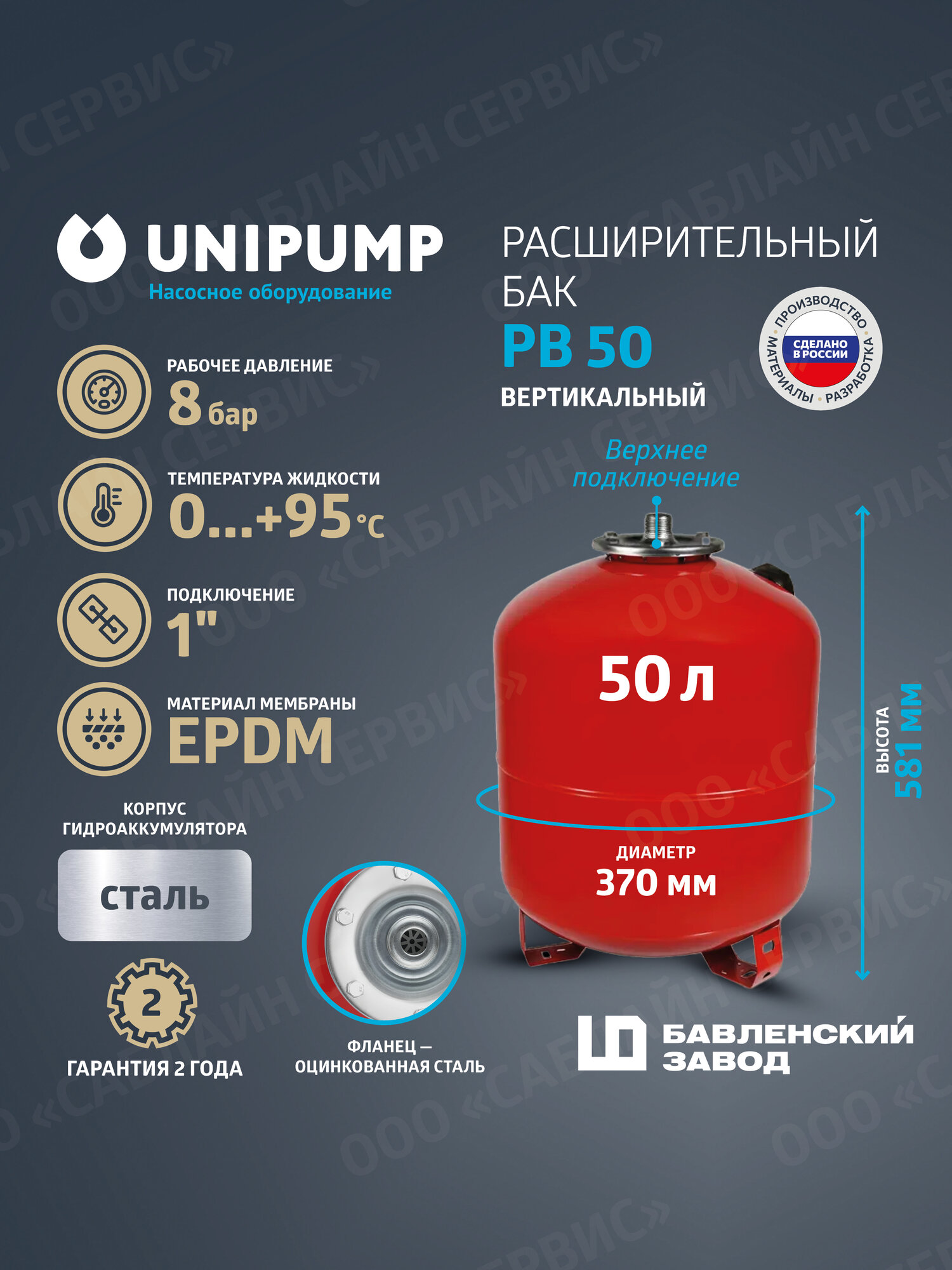 Расширительный бак вертикальный РВ 50 (Россия БЭЗ)