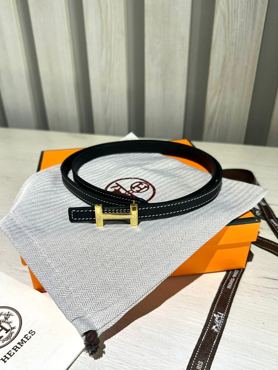 Ремень Hermes для девочек и женщин, чёрный — фото 1