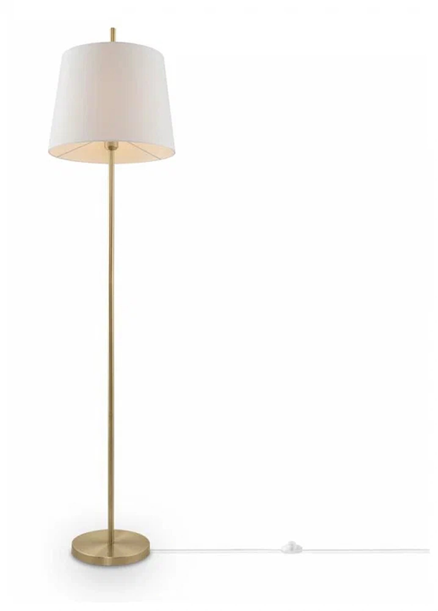Торшер Freya Sandy FR5118FL-01BS, арматура латунь, абажур белый