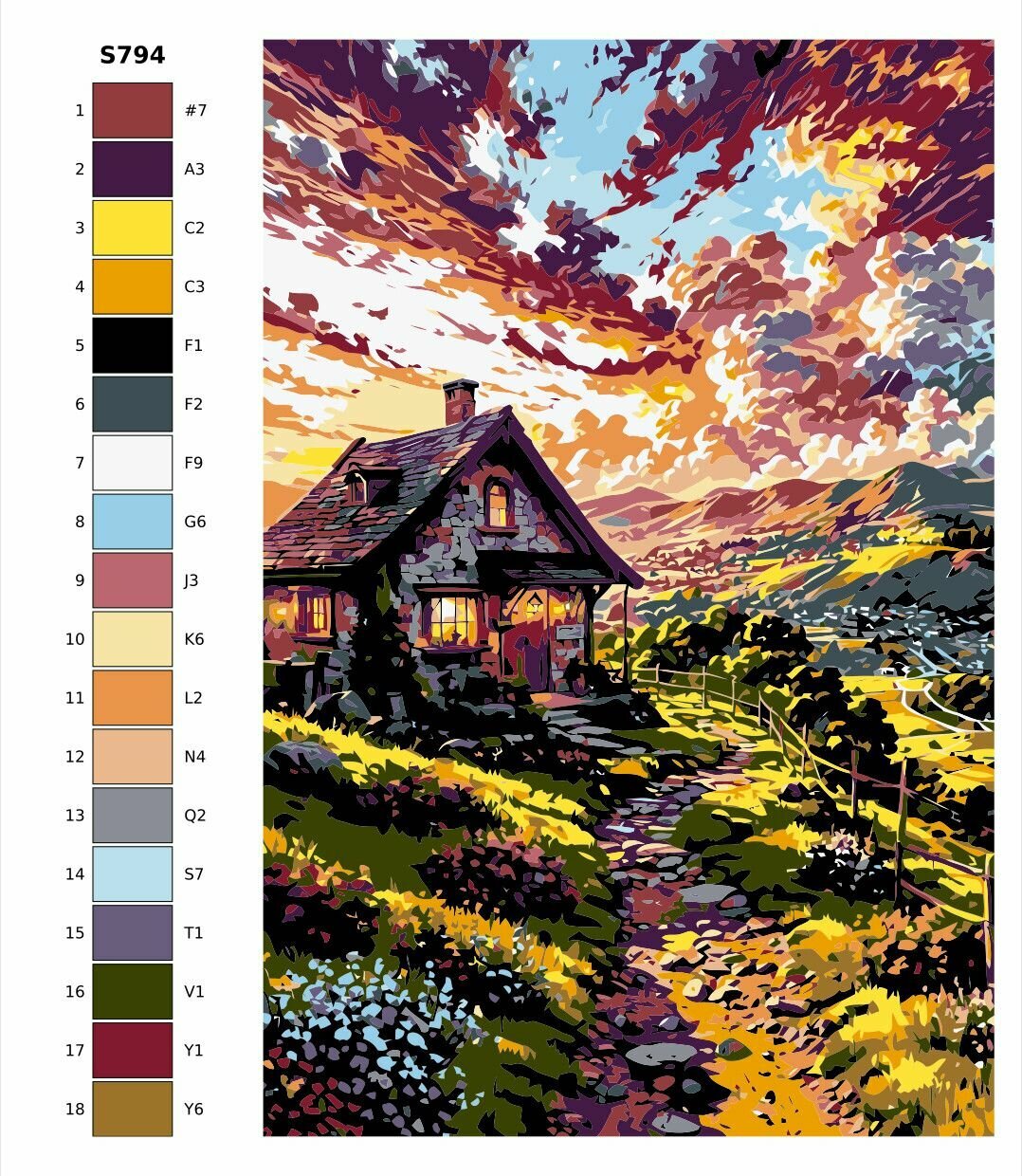 Картина по номерам S794 "Избушки-Домики " 70x110 см