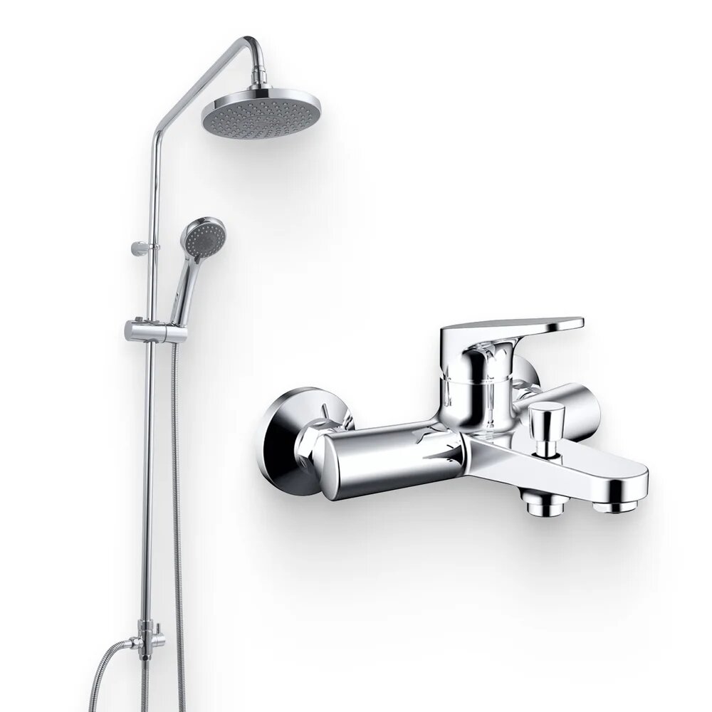 Душевой комплект Смеситель Bravat Eler F6191238CP-01 / Стойка Fit D283CP-2-RUS