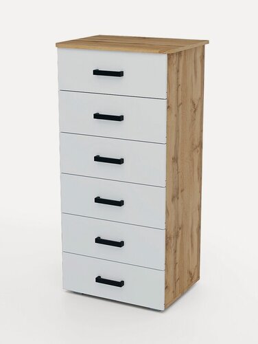 Изображение товара Комод напольный «Клик Мебель» №5, 600×450×1250 мм, цвет дуб вотан/белый