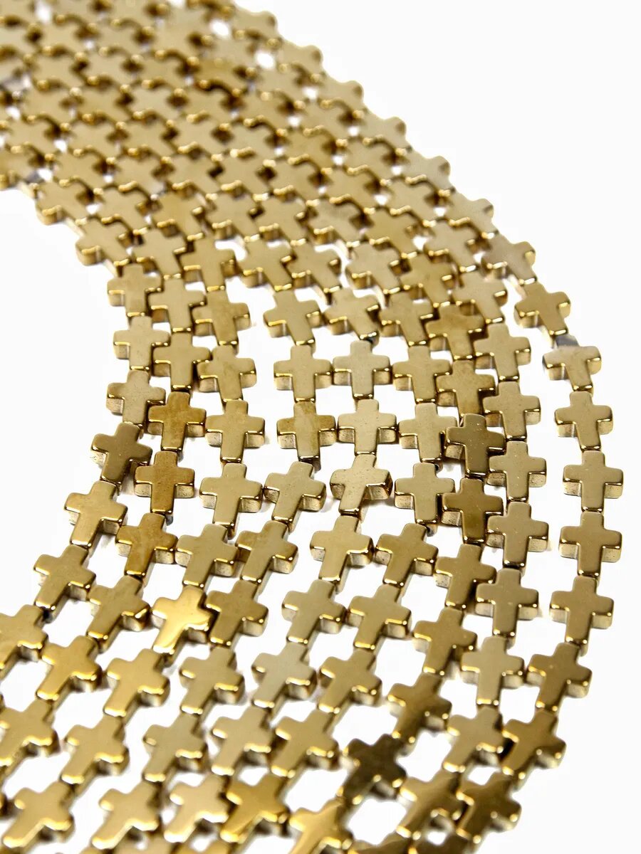 Гематин - крестики - золото - 8 мм, нить 20 см (около 20 шт) — фото 1