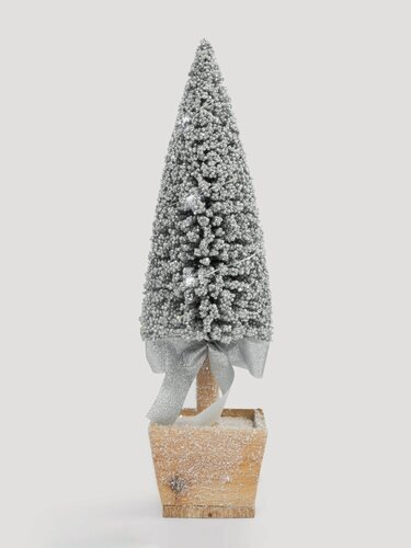 Изображение товара Ель искусственная, 42 см, с подсветкой, в горшке, пластик/дерево, серебристая, Interior silver (Anna Lafarg)