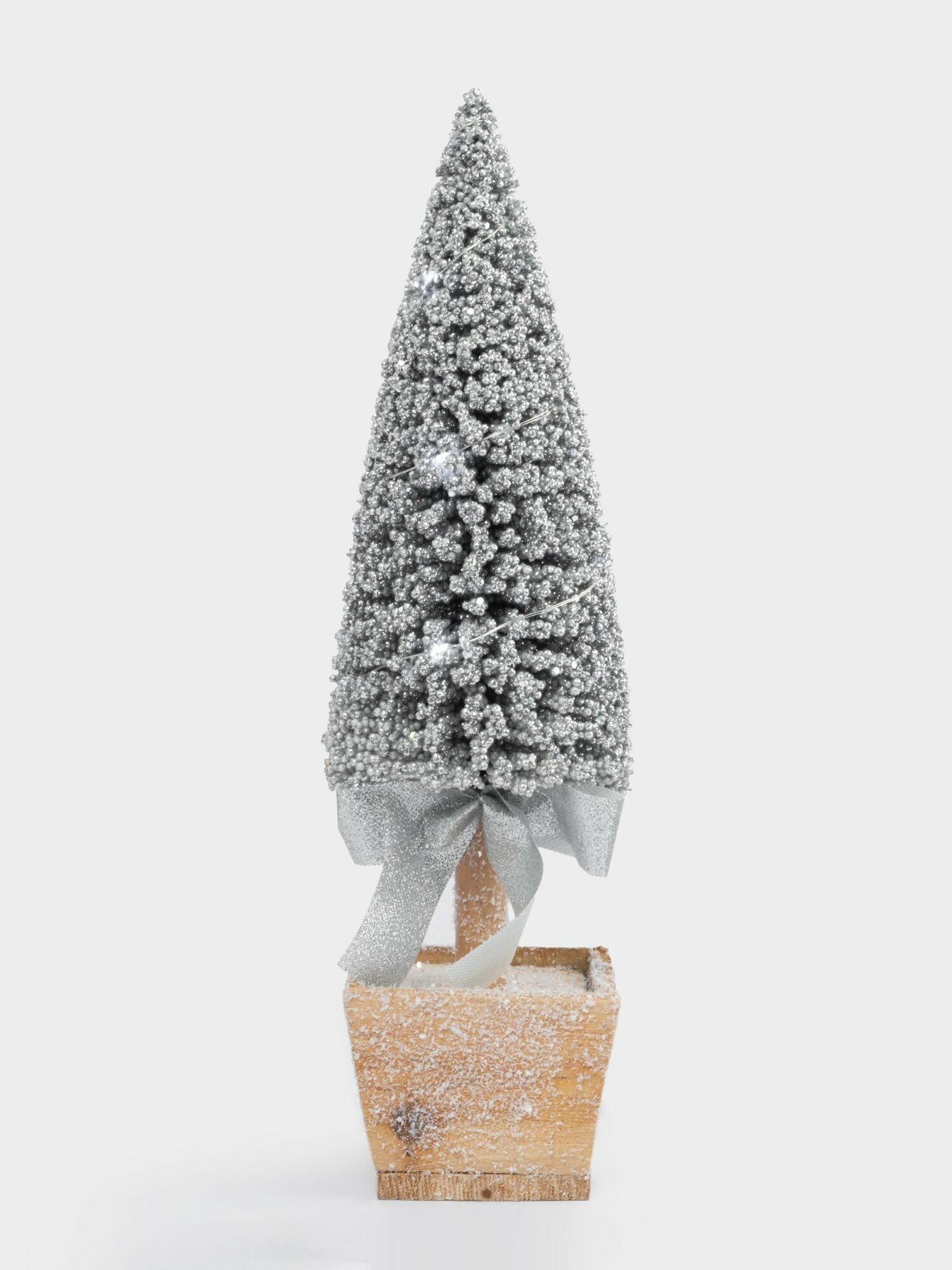 Ель искусственная, 42 см, с подсветкой, в горшке, пластик/дерево, серебристая, Interior silver (Anna Lafarg)