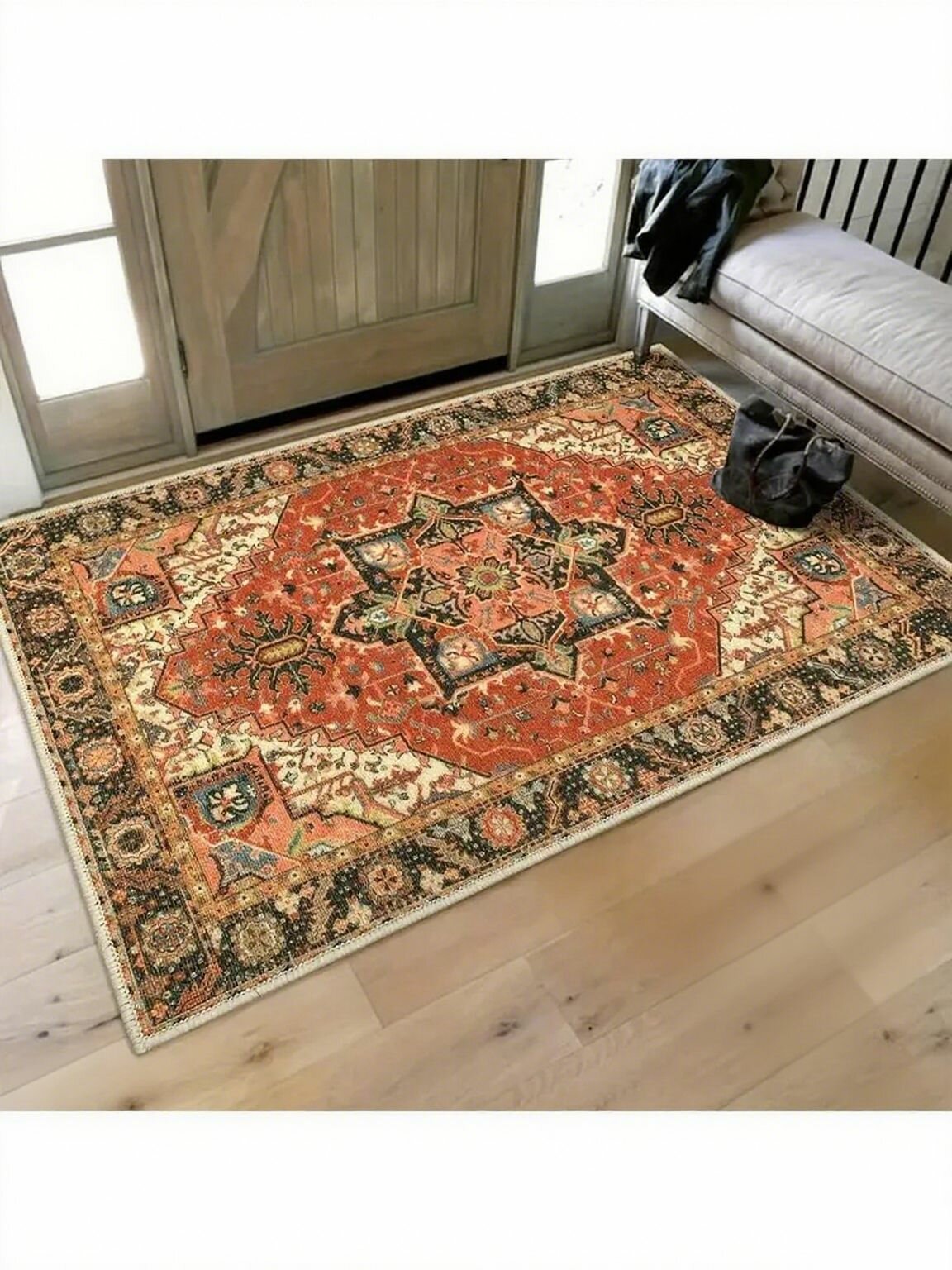 Awesome Коврик придверный 120*80CM-№26-Богемный узор-Водонепроницаемость-защита от обрастания-машинная стирка-оранжевый цвет 0.8 x 1.2 м