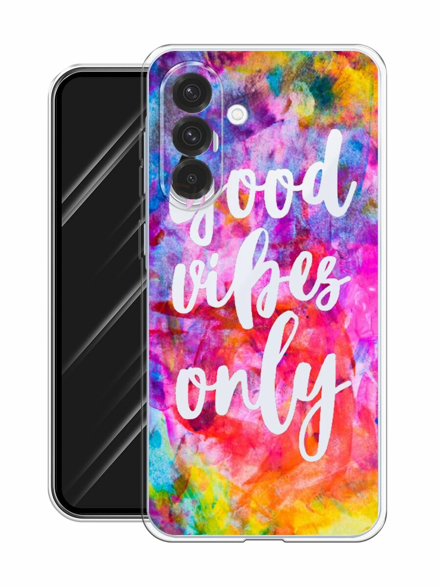 Чехол на Samsung Galaxy A36 5G / Самсунг A36 5G с принтом Good vibes only радуга, прозрачный — фото 1