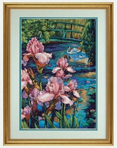 Изображение товара 70-35264 Набор для вышивания крестом "Ирисы и лебедь",25*38см, DIMENSIONS