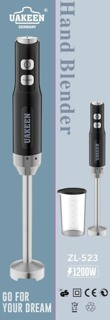 Погружной блендер "UAKEEN" ZL-523, мощность 1200 Вт, металлический корпус