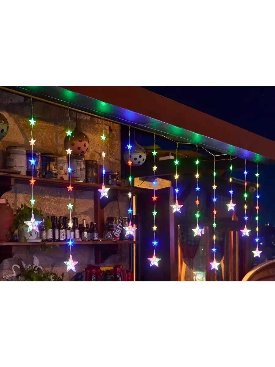 Гирлянда-Бахрома YD-CD-10 25м 9 полосок 400 LED ламп цветное освещение белый свет