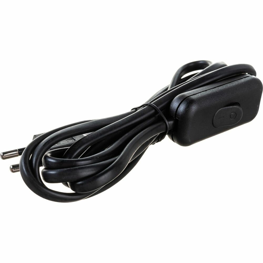 Шнур для бра УШ-1КВ 2м с опрес. вилкой и выключателем 2х0.75 черн. IEK WUP20-02-K02