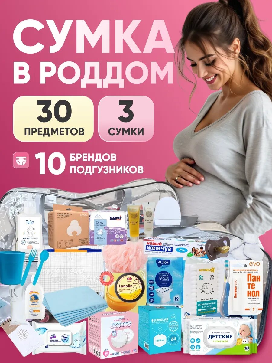 Сумка в роддом готовая для мамы и малыша