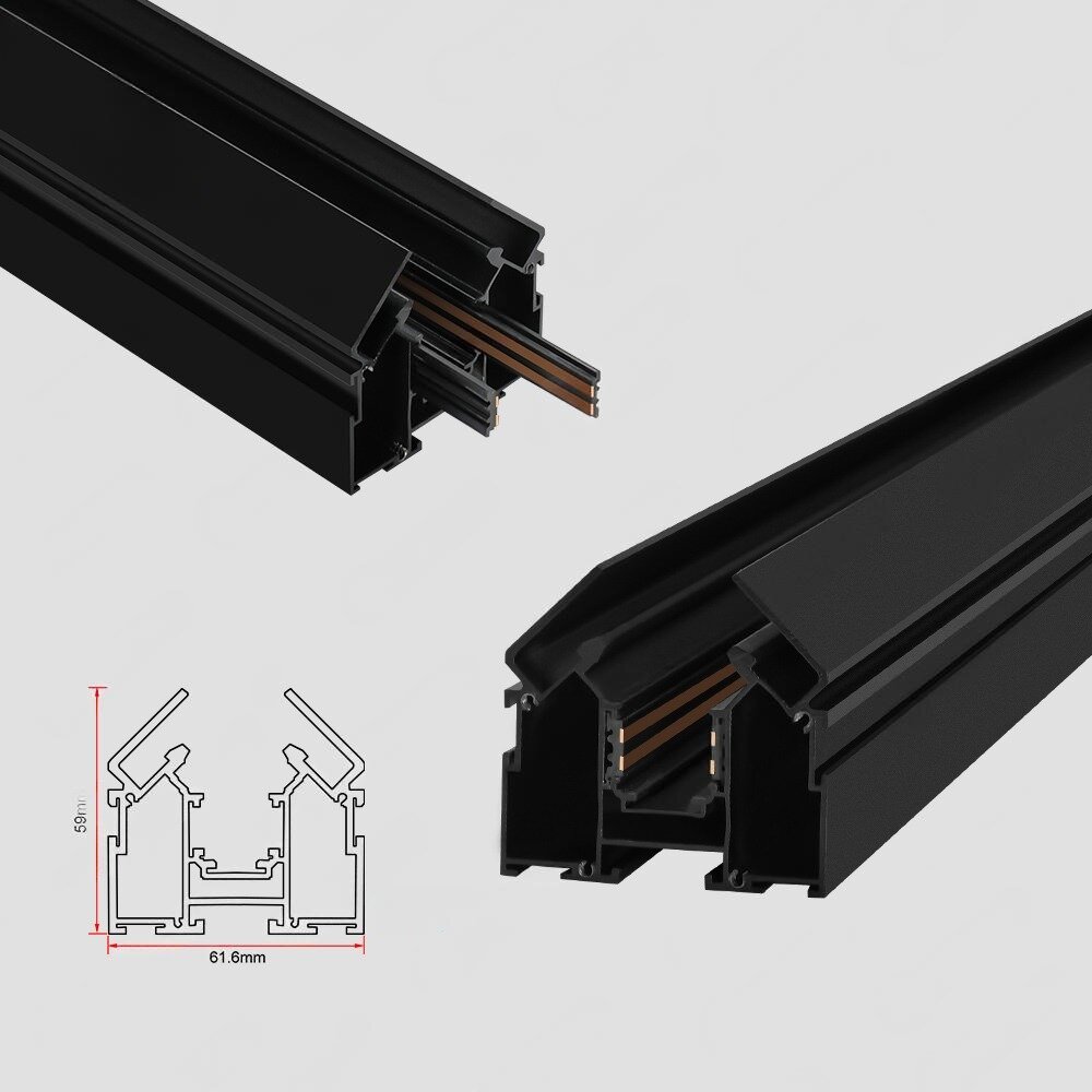 Магнитный шинопровод встраиваемый в натяжной потолок AS-MS01 48W 100x62x48 Black