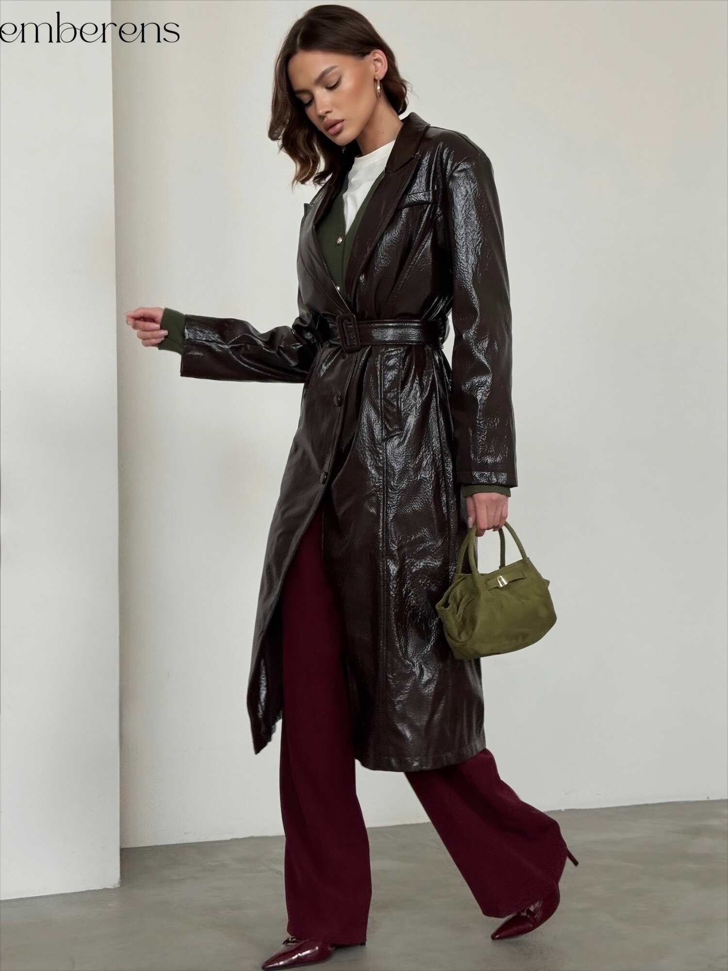 Тренчкот EMBERENS Осень-весна 2025, размер XL, коричневый