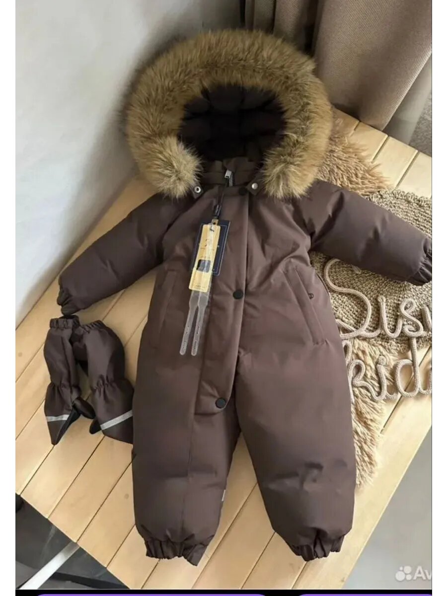Комбинезон утеплённый размер 26 рост 104  коричневый