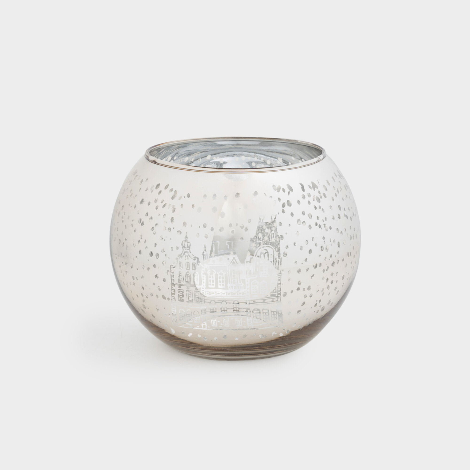 Подсвечник 15 см для чайной свечи стекло шампань Домики Champagne style