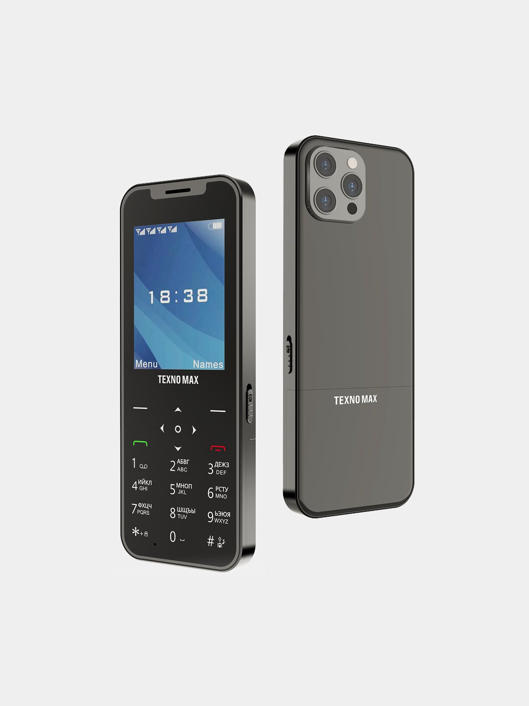 Texno Max 15 Pro — Кнопочный телефон, 4 SIM, от Honest Phonest, черный — фото 1